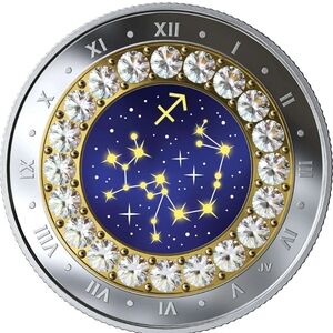 RCM 2019 Zodiac $5 Zodiac Constellation Sagittarius Coin with Crystals